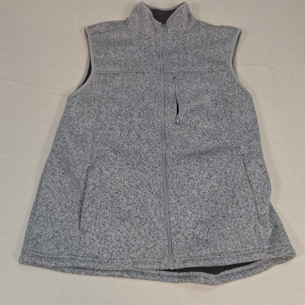 George Sweater Fleece Vest Mens Large Grey Sherpa Lined Full Zip CF20355